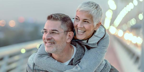 Man and woman smiling